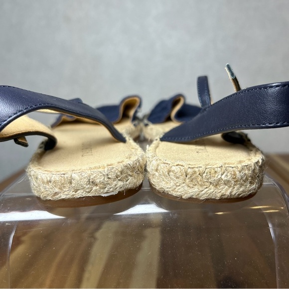 Talbots Izzy D'Orsay Flat Espadrille Slingback Ankle Strap Navy Blue Sandals 6.5 - Picture 5 of 9